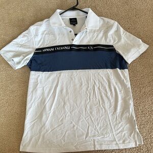 Armani Exchange Men's Polo in White and Navy